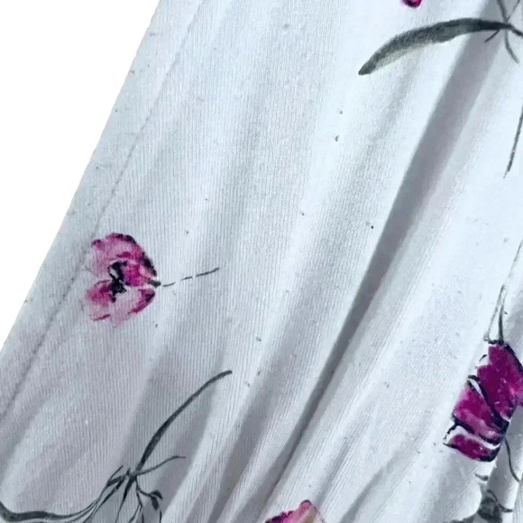 ❤️ 3/$15 Forever 21 White Pink Floral Puff Sleeve Crop Top Peasant Blouse Size L - Picture 5 of 5